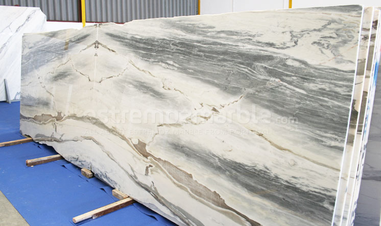Estremoz Blue White marble slabs book-match