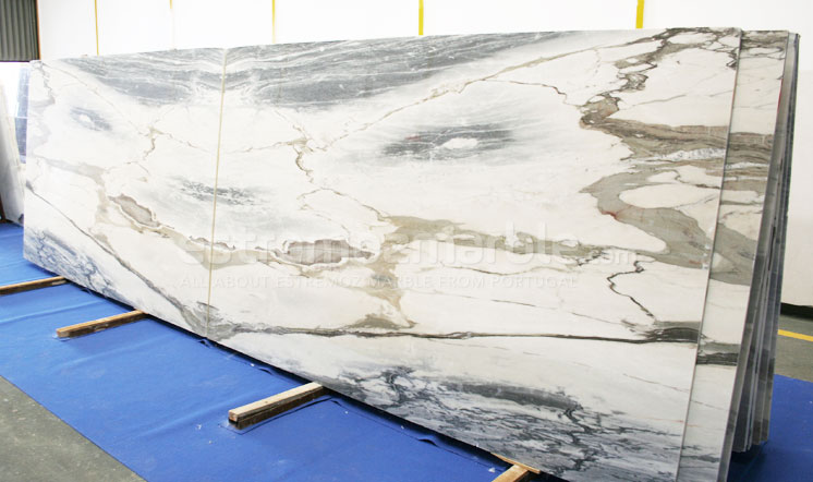 Estremoz Blue White marble slabs book-match